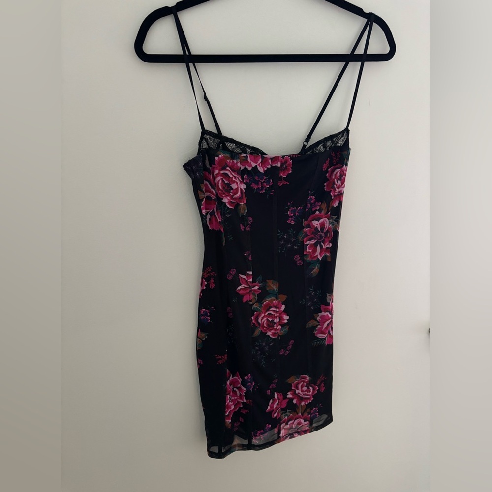 Revolve AFRM Black Floral Mini Dress NWT - Picture 1 of 12
